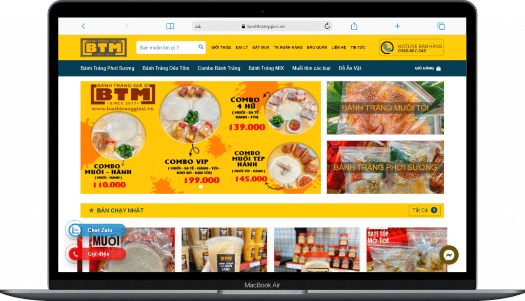 thiết kế web bán đồ ăn vặt